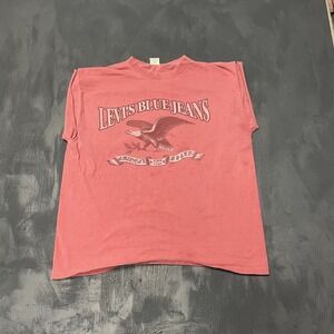 vintage Levis blue jeans sleeveless shirt mens XL Red 1990s USA Eagle